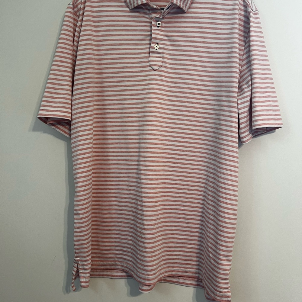 Stitch Golf Men’s Pink and White Striped Polo